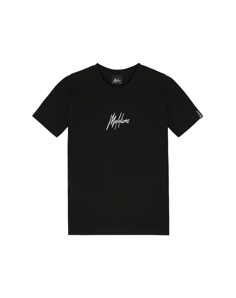 Jongens Junior Essentials T-Shirt Black/White van Malelions in de kleur Black/White in maat 176.