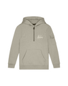 Jongens Junior Half-Zip Hoodie Taupe/Beige van Malelions in de kleur Taupe/Beige in maat 176.