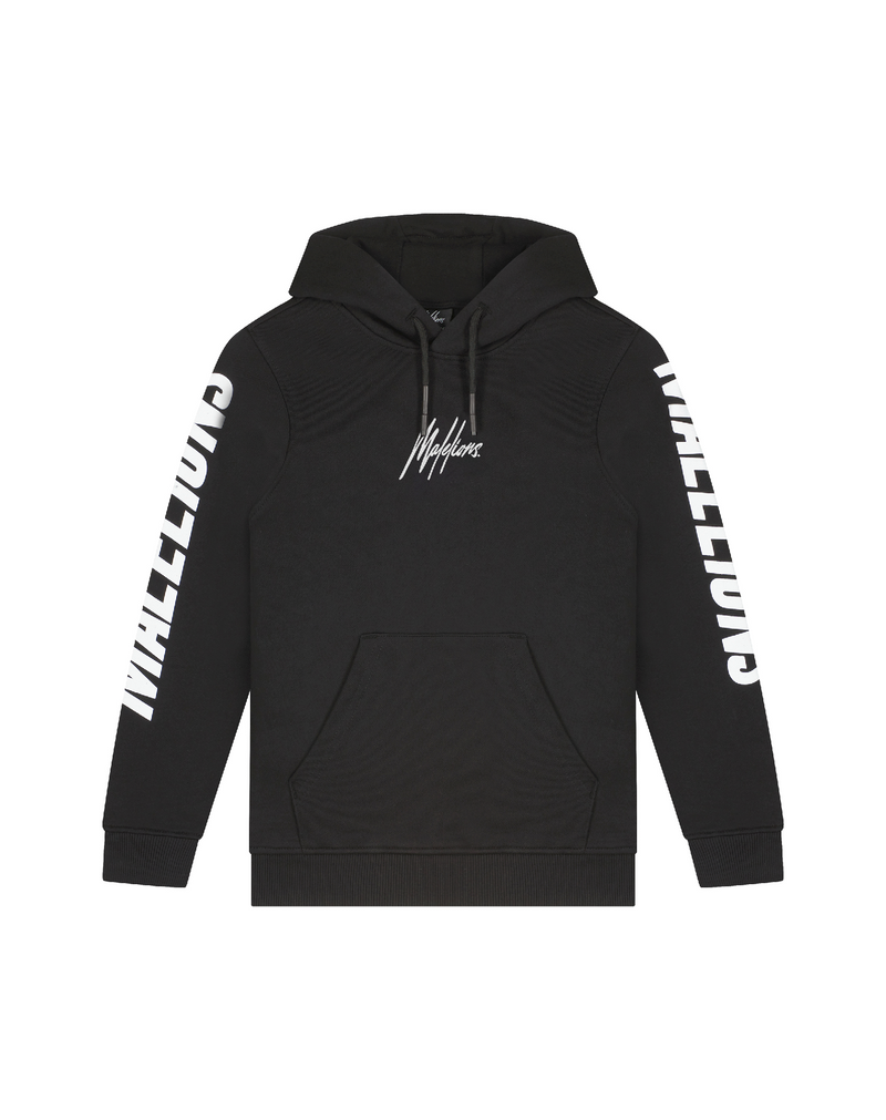 Jongens Junior Lective Hoodie Black/White van Malelions in de kleur Black/White in maat 176.