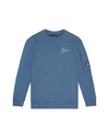 Jongens Junior Pocket Crewneck Vintage Blue/Light Blue van Malelions in de kleur Vintage Blue/Light Blue in maat 176.