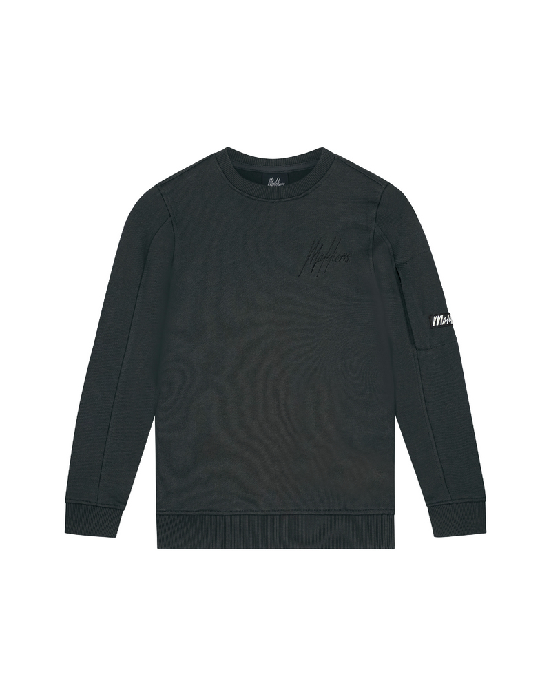 Jongens Junior Pocket Crewneck Antra van Malelions in de kleur Antra in maat 176.