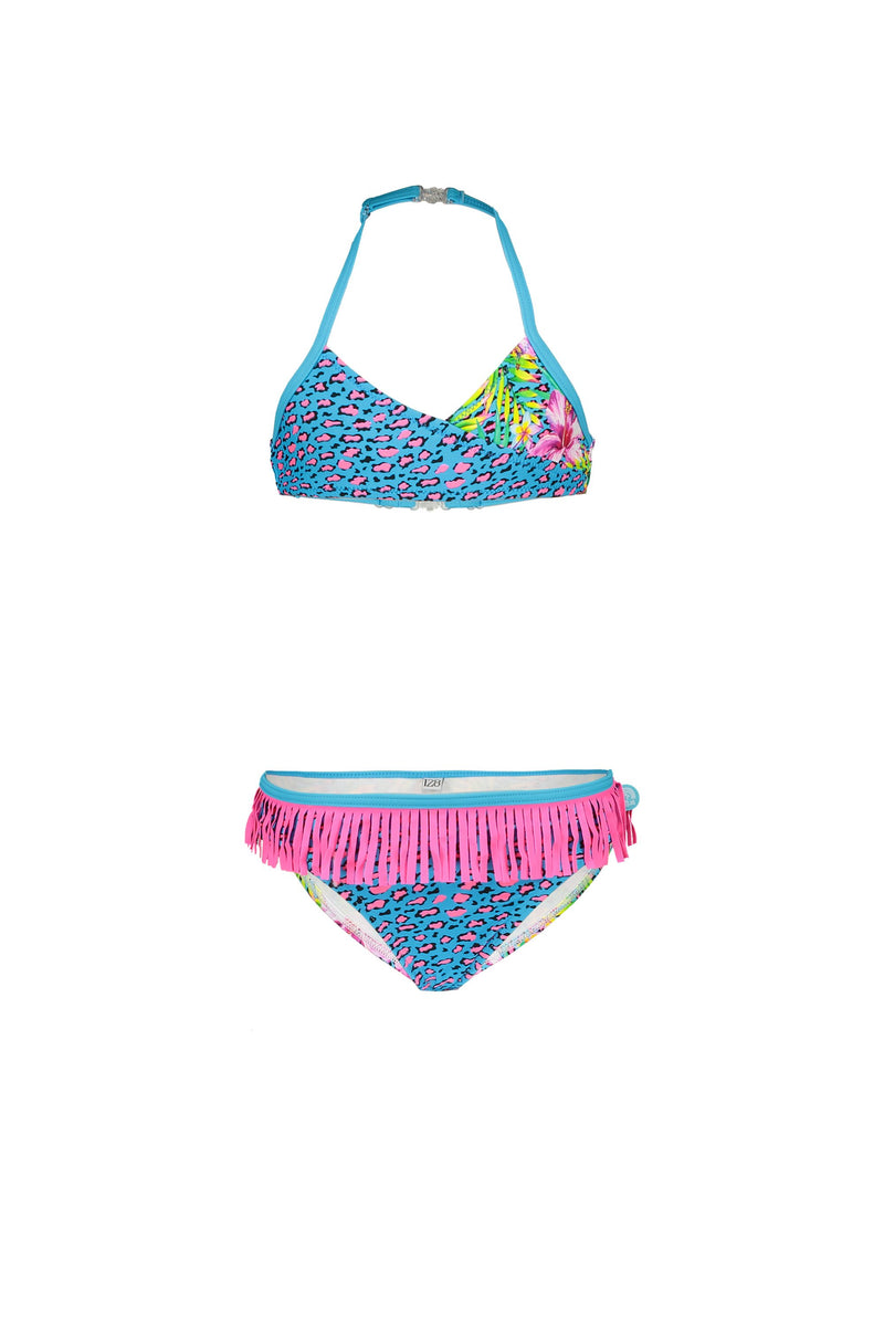 Meisjes Girls wrap bikini with ao van Just Beach in de kleur Tropical in maat 140.