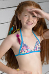 Meisjes Girls tropical flowers ao triangle bikini van Just Beach in de kleur Tropical flowers in maat 140.