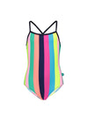 Meisjes Girls tropical stripes ao swimsuit van Just Beach in de kleur Tropical stripes in maat 140.