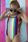 Meisjes Girls tropical stripes ao swimsuit van Just Beach in de kleur Tropical stripes in maat 140.