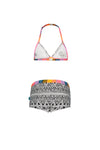 Meisjes Girls black/white tiki ao bikini with shorts van Just Beach in de kleur Surf black/white tiki in maat 140.