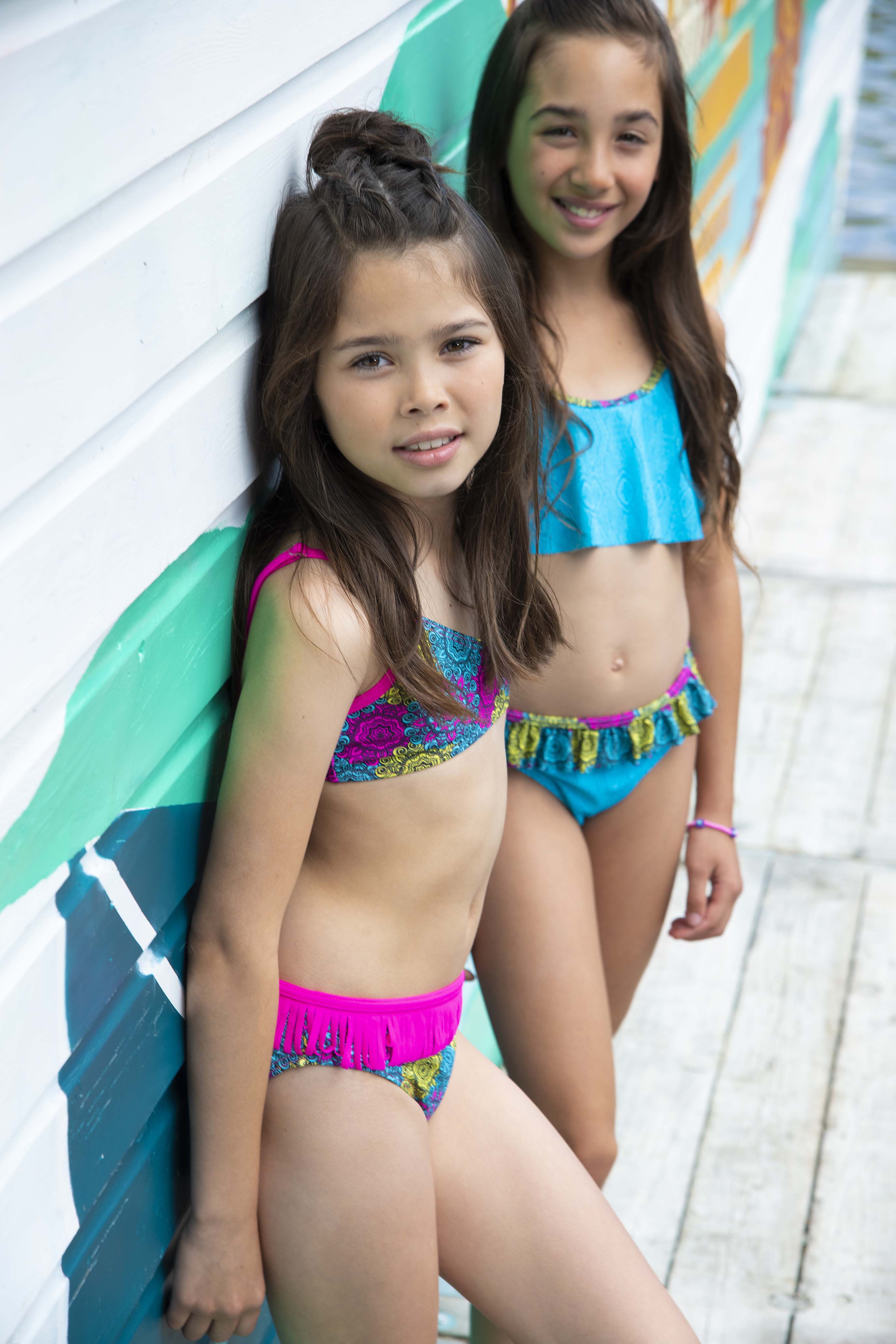 Just Beach Girls boho lemon bikini with fringe details on pants