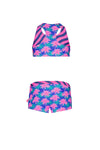 Just Beach Girls reversible bikini w/ leo ocean + tropical leaves