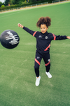 Jongens Junior Sport Pre-Match Hoodie Black/Coral van Malelions in de kleur Black/Coral in maat 176.