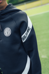 Jongens Junior Sport Pre-Match Hoodie Navy/White van Malelions in de kleur Navy/White in maat 176.