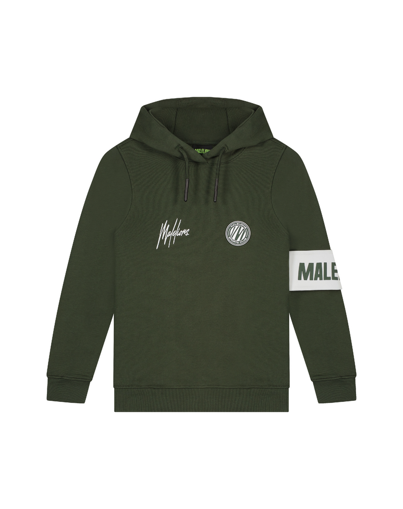 Jongens Junior Sport Coach Hoodie Army/White van Malelions in de kleur Army/White in maat 176.