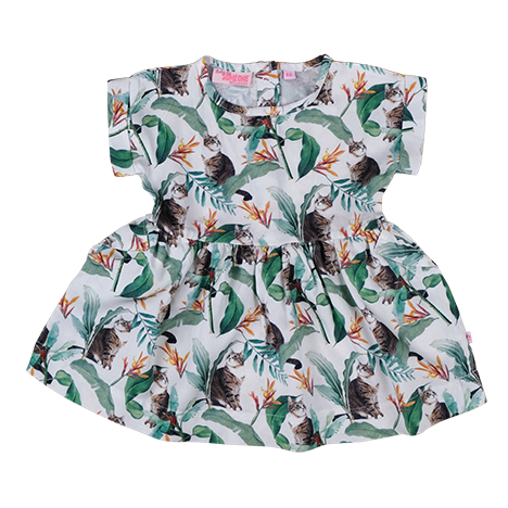 Baby Meisjes Jurk AOP cats  van Someone in de kleur ECRU in maat 86.