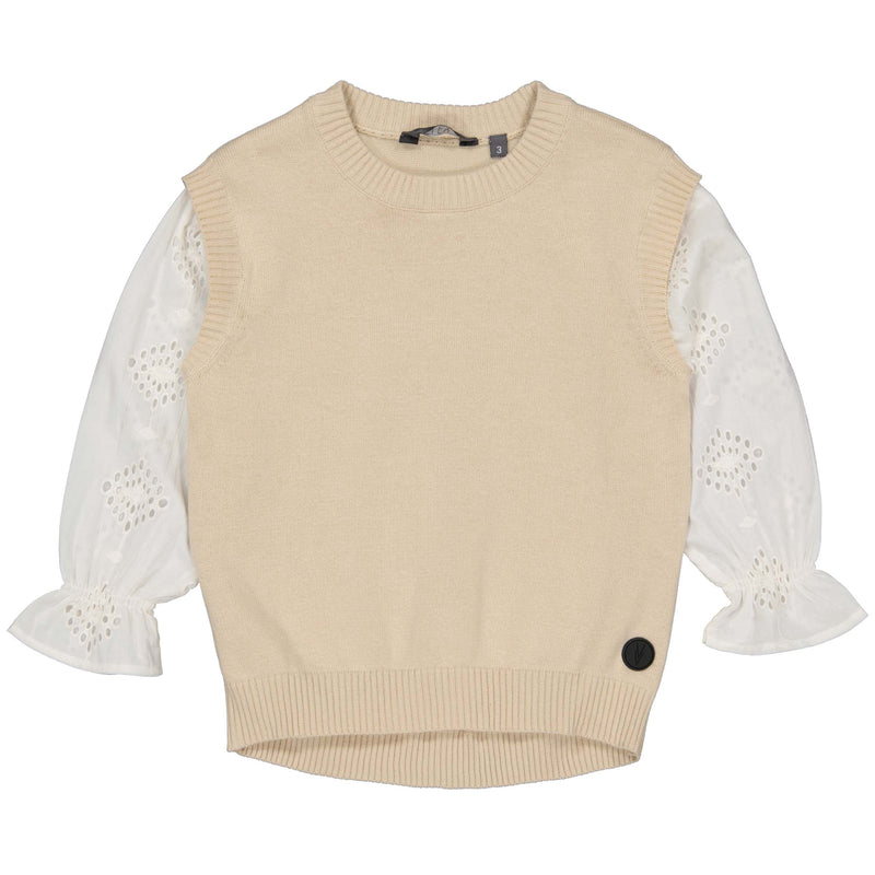 Meisjes Pullover LERRIN van Levv in de kleur Creme in maat 128.