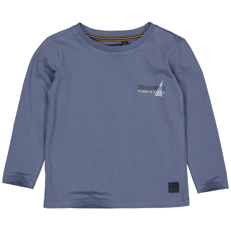 Jongens Longsleeve BARTW221 van Little Levv in de kleur Blue Denim in maat 128.