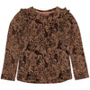 Meisjes Longsleeve BESW222 van Little Levv in de kleur AOP Brown Sesam Leaves in maat 128.