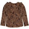 Meisjes Longsleeve BESW222 van Little Levv in de kleur AOP Brown Sesam Leaves in maat 128.