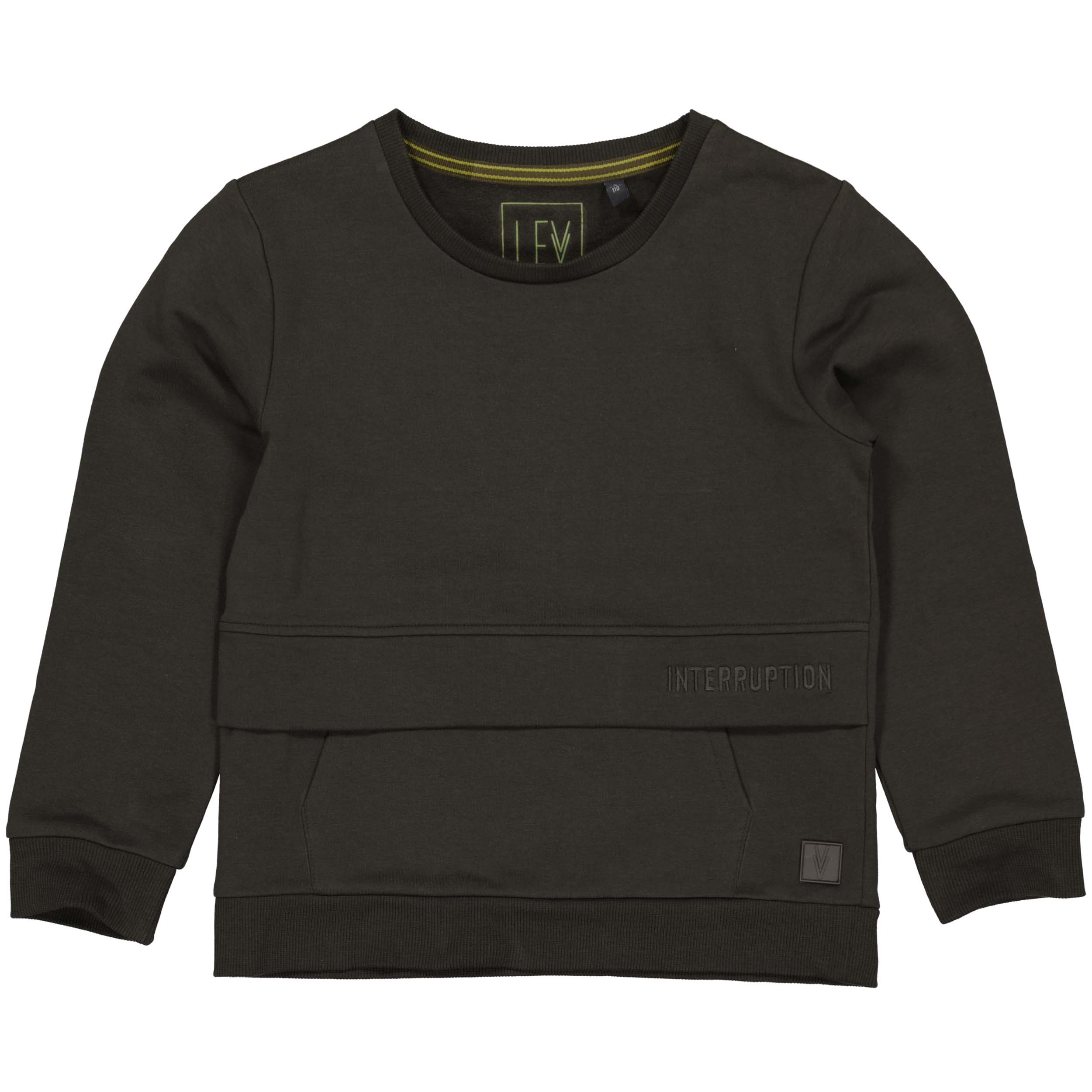 Jongens Sweater BINKW222 van Little Levv in de kleur Black Ink in maat 128.
