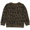 Jongens Sweater BOBW222 van Little Levv in de kleur AOP Green Greyish Grunge in maat 128.