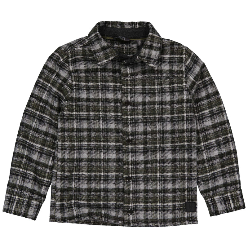 Jongens Blouse BOSSEW222 van Little Levv in de kleur Green Greyish Check in maat 128.