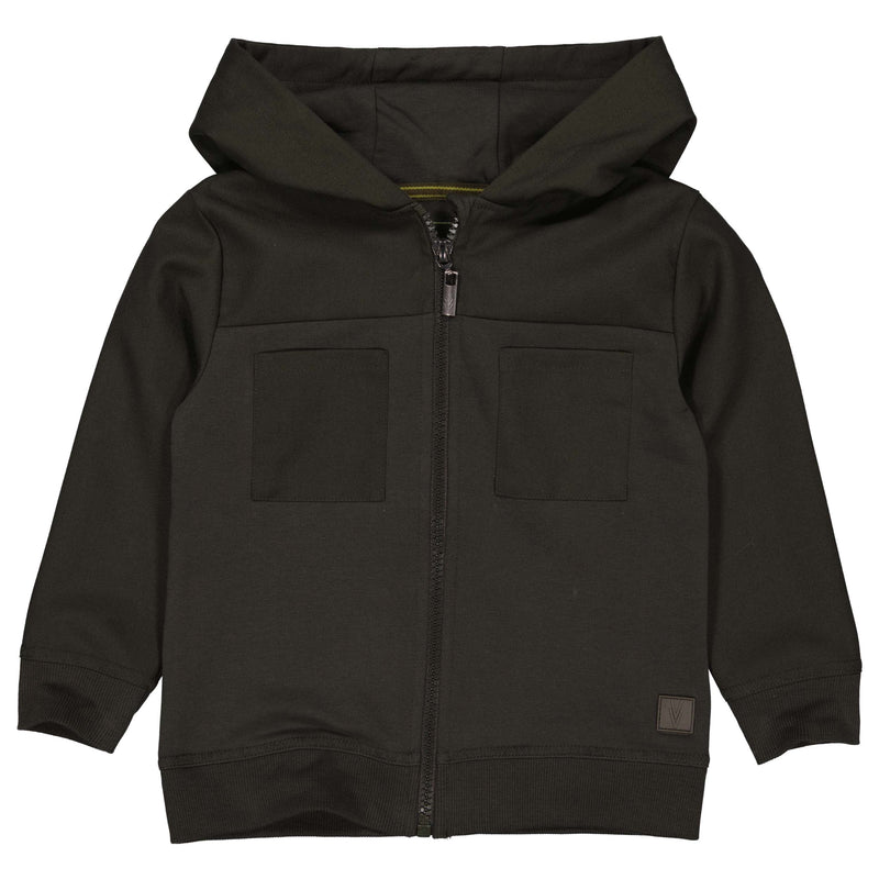 Jongens Cardigan BRAMW222 van Little Levv in de kleur Black Ink in maat 128.