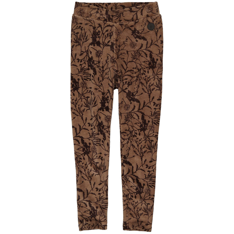 Meisjes Legging BRIDGETW222 van Little Levv in de kleur AOP Brown Sesam Leaves in maat 128.