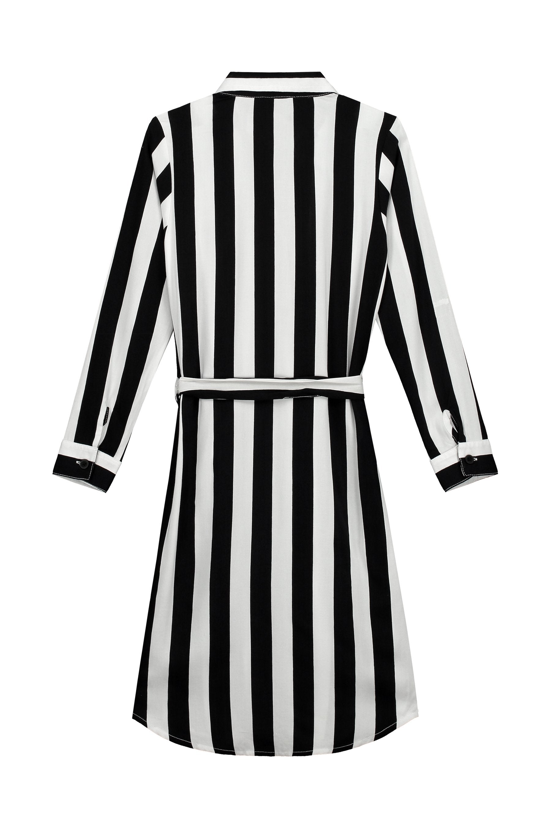 Meisjes Dress van Levv in de kleur Black White Stripe in maat 176.
