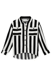 Meisjes Blouse van Levv in de kleur Black White Stripe in maat 176.