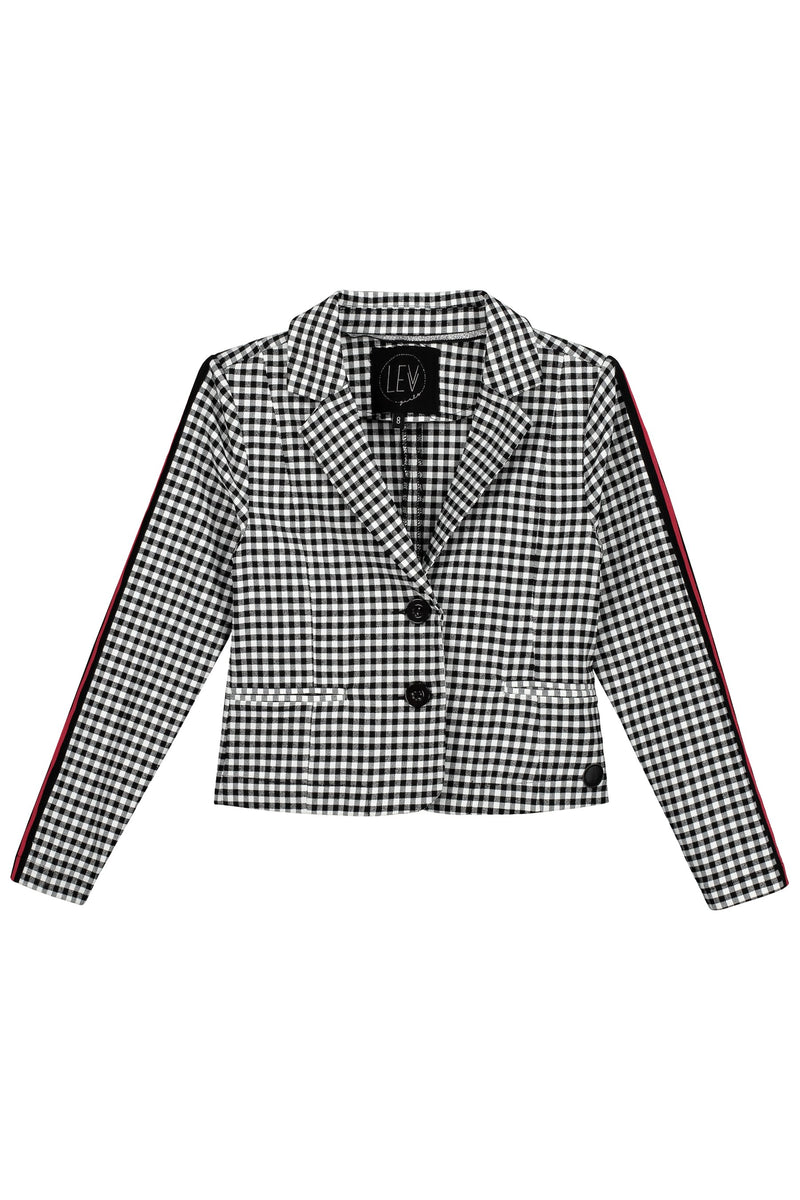 Meisjes Blazer van Levv in de kleur Black White Bb Check in maat 176.