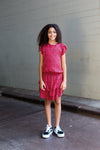 Meisjes Dress van Levv in de kleur Fiery Red Animal in maat 176.