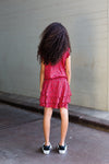 Meisjes Dress van Levv in de kleur Fiery Red Animal in maat 176.