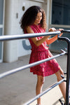 Meisjes Dress van Levv in de kleur Fiery Red Animal in maat 176.