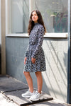 Meisjes Dress van Levv in de kleur French Blue Abstract in maat 176.