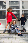 Meisjes Blouse van Levv in de kleur Black White Stripe in maat 176.