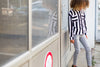 Meisjes Blouse van Levv in de kleur Black White Stripe in maat 176.