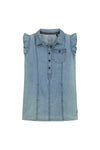 Meisjes Dress van Little Levv in de kleur Blue Chambray in maat 116.