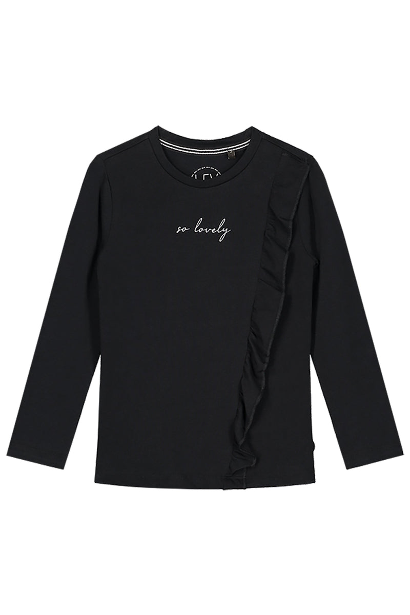 Meisjes Longsleeve van Little Levv in de kleur Black in maat 116.