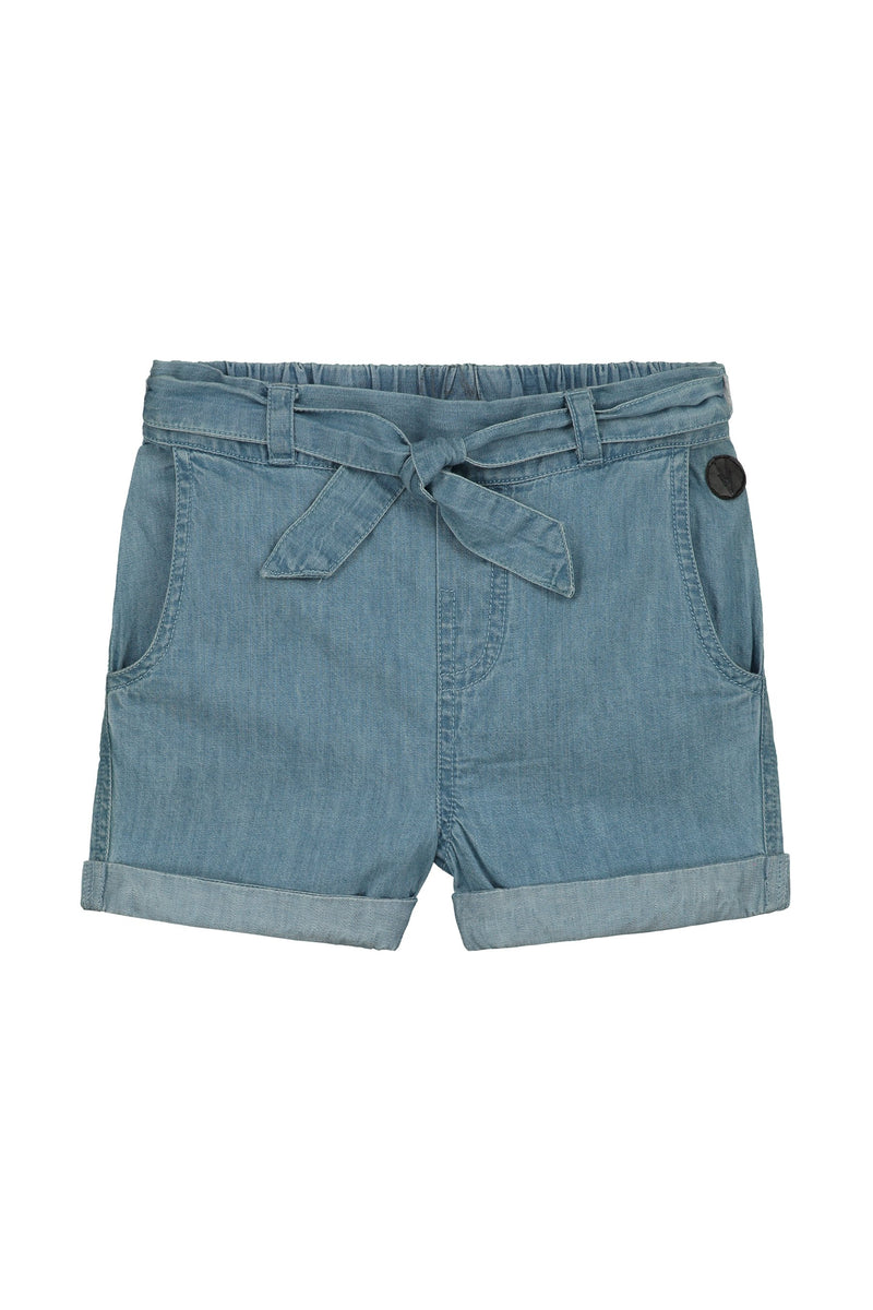 Meisjes Shorts van Little Levv in de kleur Blue Chambray in maat 116.