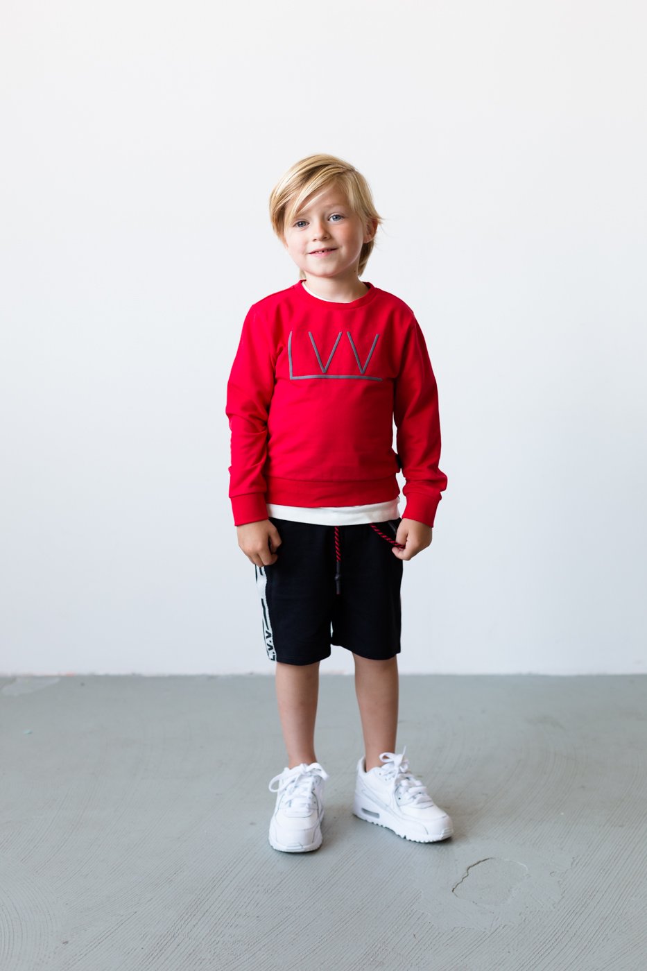 Jongens Sweater van Little Levv in de kleur Red in maat 116.