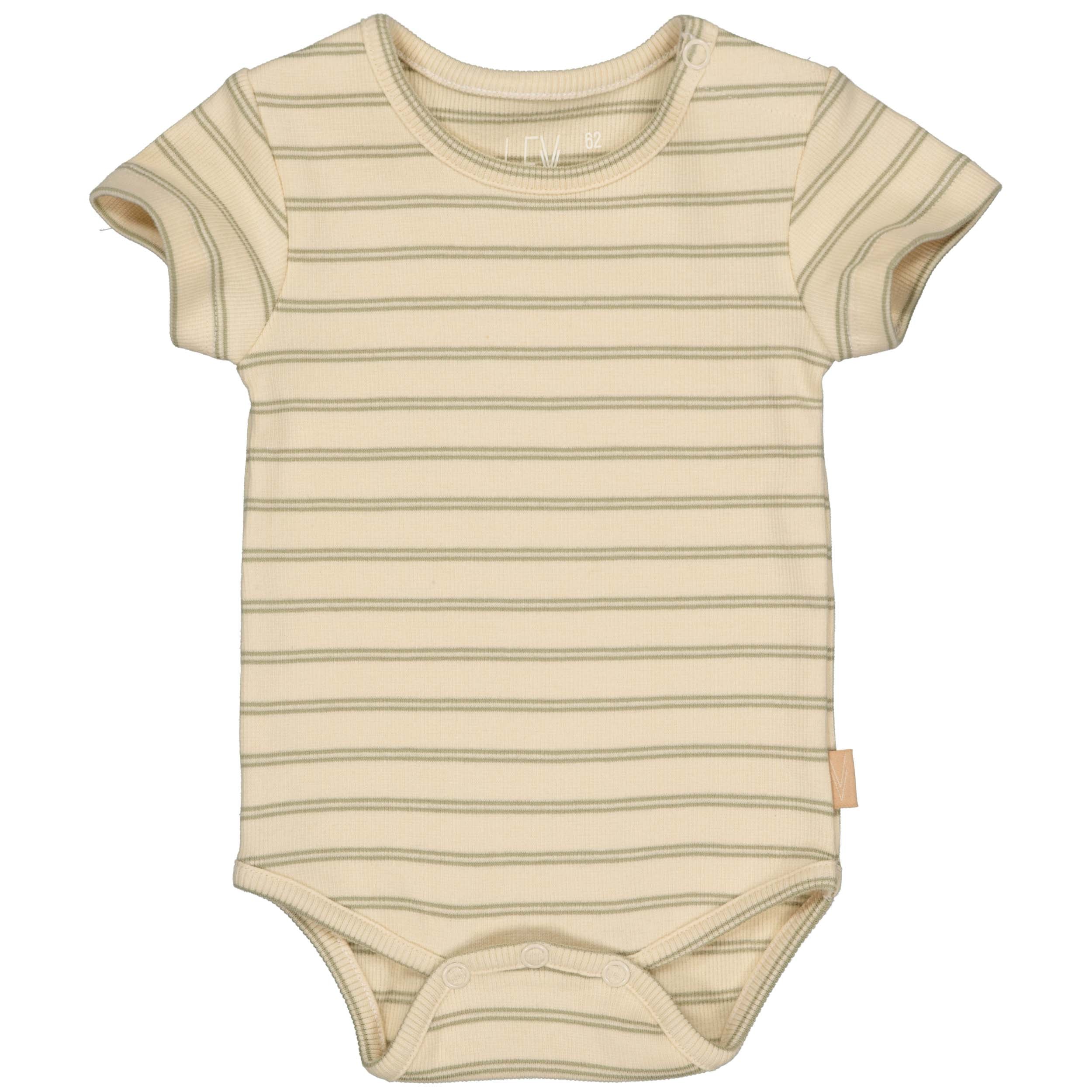 Jongens Bodysuit FRED van Levv Newborn in de kleur AOP Olive Stripe in maat 68.