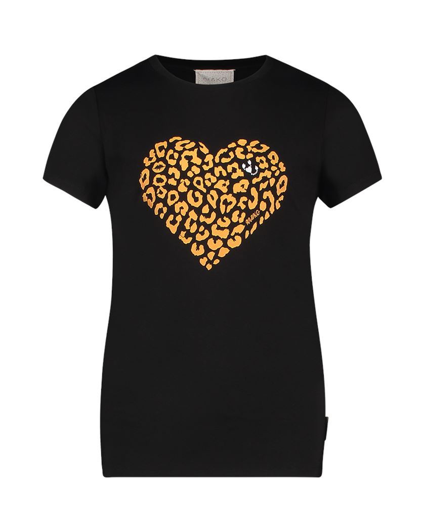 Meisjes T-shirt Lizzy Heart van Ai & Ko in de kleur 000900-BLACK in maat 176.