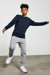 Jongens Classic Crew Neck Fleece Navy Blazer van Lyle & Scott in de kleur Navy Blazer in maat 170-176.
