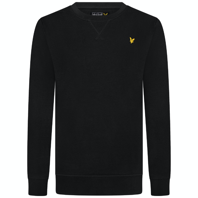 Jongens Classic Crew Neck Fleece True Black van Lyle & Scott in de kleur True Black in maat 170-176.