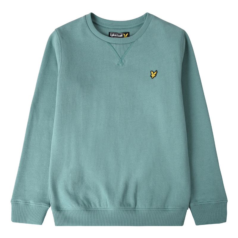 Jongens Classic Crew Neck Fleece Oil Blue van Lyle & Scott in de kleur Oil Blue in maat 170-176.