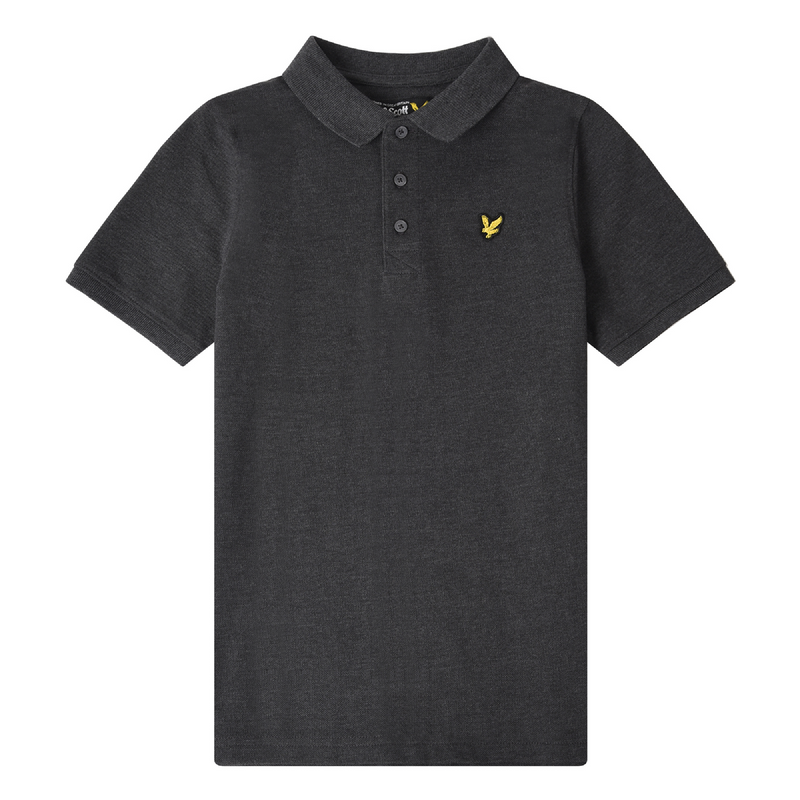 Jongens Classic Polo Shirt Charcoal Grey Marl van Lyle & Scott in de kleur Charcoal Grey in maat 170-176.