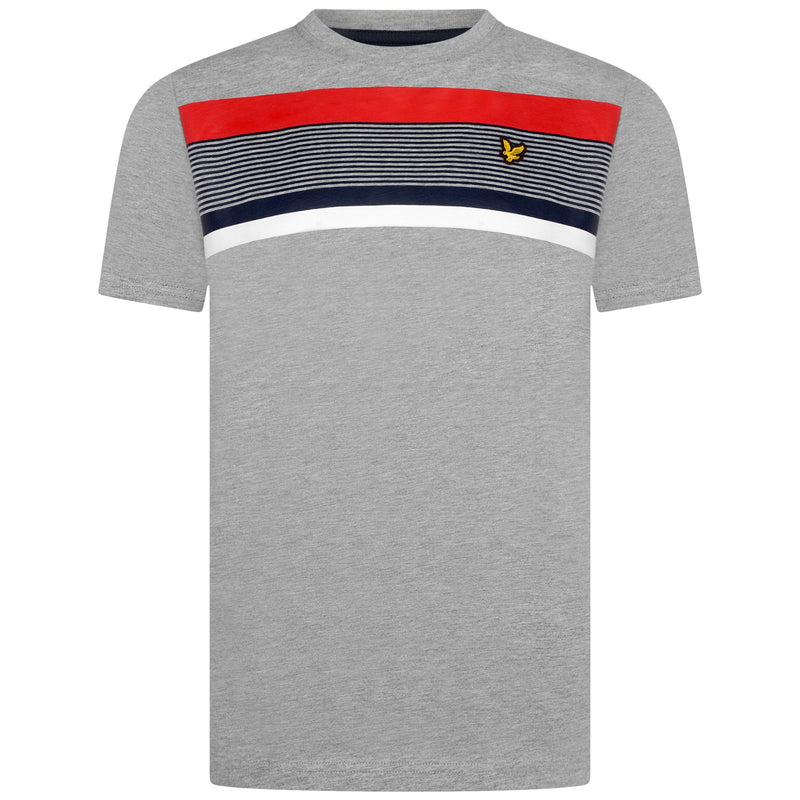 Jongens Centre Stripe T-Shirt Vintage Grey Heather van Lyle & Scott in de kleur Vintage Grey Heather in maat 170-176.