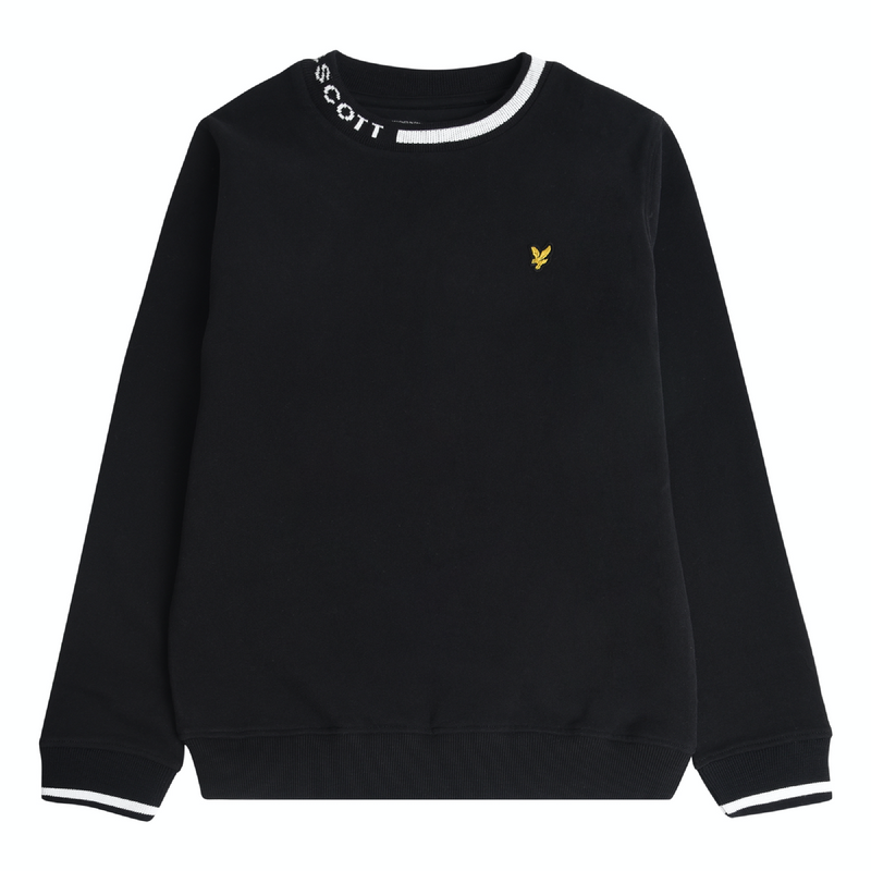 Jongens Branded Ringer BB Sweatshirt Black van Lyle & Scott in de kleur Black in maat 170-176.