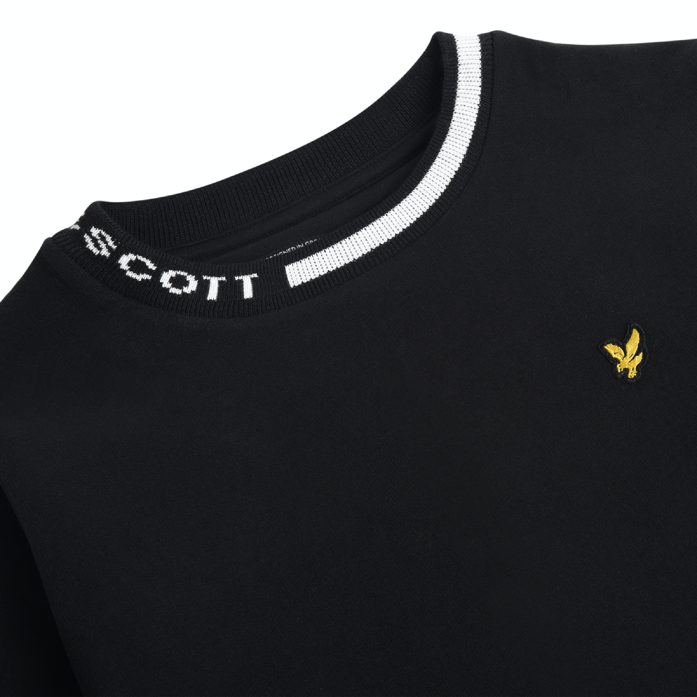 Jongens Branded Ringer BB Sweatshirt Black van Lyle & Scott in de kleur Black in maat 170-176.