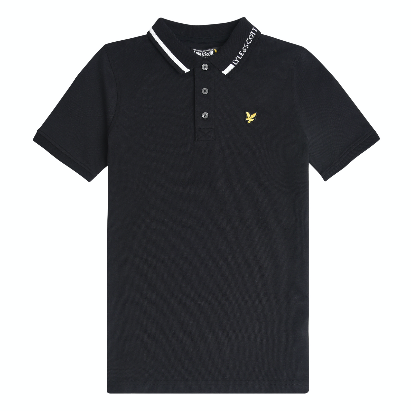 Lyle & Scott Branded Collar Polo Black
