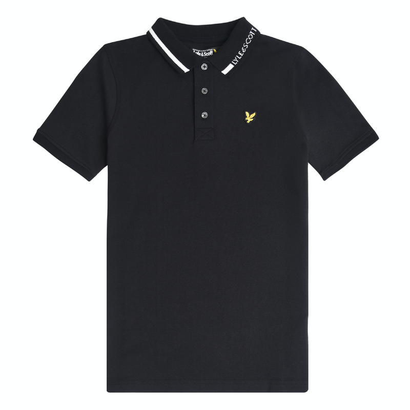 Jongens Branded Collar Polo Black van Lyle & Scott in de kleur Black in maat 170-176.
