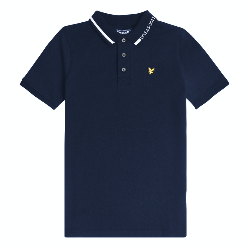 Jongens Branded Collar Polo Navy Blazer van Lyle & Scott in de kleur Navy Blazer in maat 170-176.